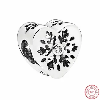 Kærlighed Snefnug Perler med Klare Cubic Zircon DIY Passer til PANDORA Charms Sølv 925 Oprindelige for Kvinder Smykker at Gøre FL641