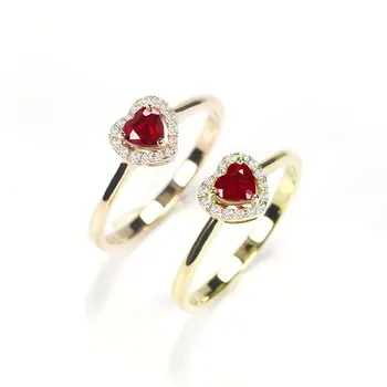 Rose Guld Farve Hjerte Form Ruby Wedding, Engagement Ring Sølv 925 Fine Smykker Ringe til Kvinder Engros Gaver