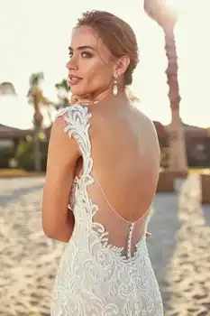Mermaid Blonder brudekjoler 2020 Scoop-Hals brudekjoler med Remme Vestido de Noiva Brudekjole Sexy Bride Formel Kjole