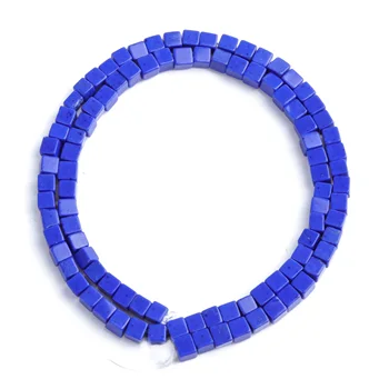 LinXiang Engros natursten 4mm Lapis Lazuli Cube Perle Løst Fordelt Perler Blok Perle Septa Perle DIY-Halskæde-Armbånd