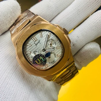 Classic ur rosa guld P—P watch automatic selv windingblue skive AAA kvalitet alle små sub dials virker 315L rustfrit stål