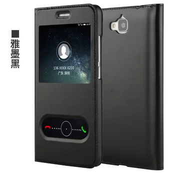 NECONO For Huawei Y6 Pro tilfælde Business-serien Gratis Besvare Dobbelt Vindue PU Læder+PC Flip Case til huawei y6pro case cover
