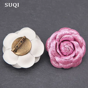 SUQI charme Broche ben for kvinder skinnende pulver, kunstigt læder PU koreanske revers kjole pins smykker steg brocher 2019