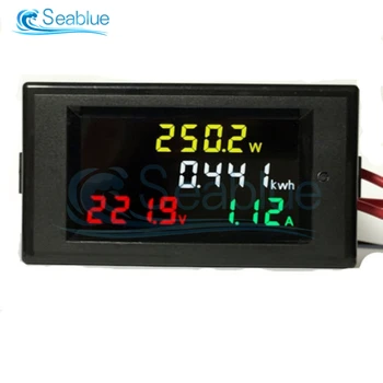 Digitalt LCD-Panel Wattmeter Energy Power Meter Spænding Voltmeter Nuværende Amperemeter Frekvens Indikator AC 110V 220V 300V 450V 100A