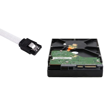 50CM SATA 3.0 III SATA3 7pin Data Kabel på 6 gb/s SSD med Kabler HDD Harddisk Data Nylon Snor med Ærmer Premium Version(Hvid)