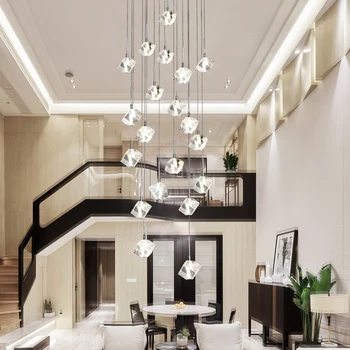 Store DIY krystal lysekrone Europæiske hotellets lobby øverste etage LED dekorative lyskilder moderne glas indvendige trappe chandeli