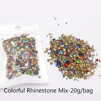 1 Pakke Krystal Opal Rhinestones Mix Søm Kunst Rhinestones Farverige Glas AB Rhinestones 3D-Strass Nail Art Dekorationer