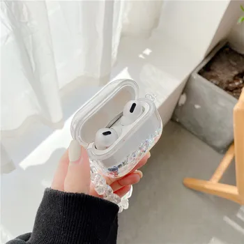 Dejlige Armbånd, Kæde Rem Rem Diamant Flydende Kviksand Tilfældet for Apple Airpods 12pro Trådløse Hovedtelefoner Dække Chaging Box