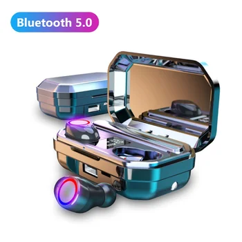 5.0 + EDR Bluetooth-Version M12 TWS Bluetooth-5.0 Trådløse HiFi-Stereo-Hovedtelefoner med LED Digital Charge Box Øretelefoner & Headph