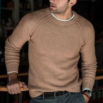 2020 Nye Mode Uld Sweater Mænd Efterår Og Vinter Fashion Strikket Pullover Mandlige Solid Slank Pasform Rund Hals Sweater Toppe
