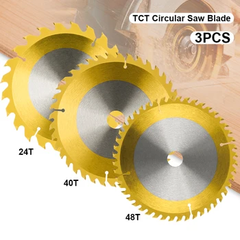 CMCP 3stk 165x20mm TCT Klinge 24/40/48T Circular Saw Blade TiN-Belægning Hårdmetal svinghjul For Værktøj til Træbearbejdning