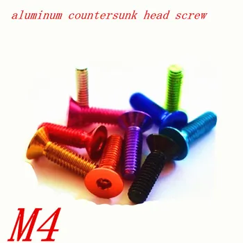 10stk DIN7991 M4*6/8/10/12/14/16 farverige aluminium flad hex socket forsænket hoved skrue
