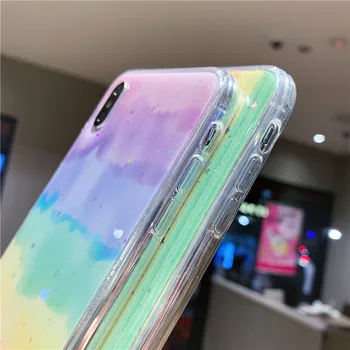 Mode Glitter Farverig Regnbue Telefon etuier Til iPhone-11 Pro XR XS Max X Blød Tilbage Dække For iPhone 6 6S 7 8 Plus Bling Sag