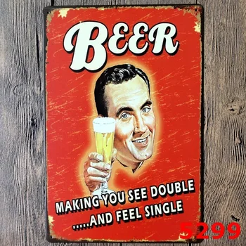 Øl gør du ser dobbelt og føler enkelt. vintag metal sign retro tin tegn vægdekoration bar pub hjem gratis forsendelse 30*20cm