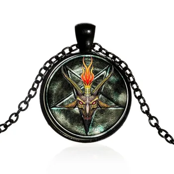 SONGDA Vintage Omvendt Pentagram Ged Hoved Halskæde Bronze Forgyldt Kæde Halskæde til Mænd Satanisme Okkulte Gotiske Smykker