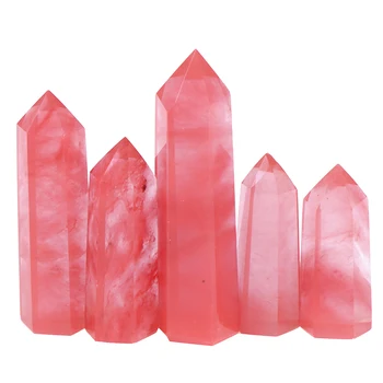 1Pc Sjælden smuk rød kvarts krystal enkelt opsagt wand healing prøve