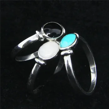 Ægte 925 Stering Sølv Epoxy Ring 3 Farver Top Kvalitet Mode Damer Mini Gotiske Sølv Ring 925
