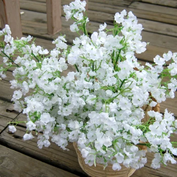 Praktiske 12 Stængler Kunstig Hvid Gypsophila Silke Blomst Flok Baby Ånde