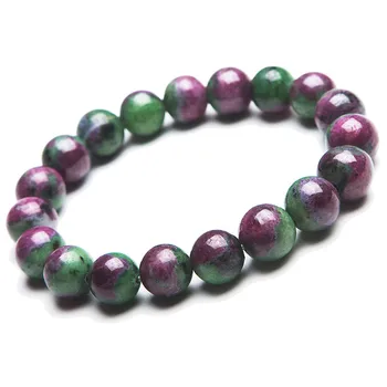 10,5 mm Rød Grøn Strækning, Healing Krystal Runde Perle Armbånd til Kvinder, Mænd Ægte Perler Naturlige Sten Armbånd