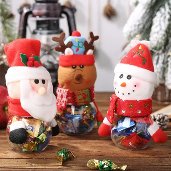 1Pc Jul Søde Krukker til Opbevaring Flaske til Slik Cookies Santa Xmas Udsmykning Christmas Box Ferie Parti til Fordel Børn Gave