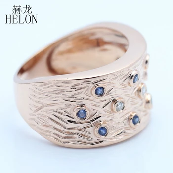 HELON Solid 10K Guld SI/H-Fuld Cut 0.3 CT Naturlige Diamanter, Safirer Engagement Mænd Ring Vintage Antikke Fine Smykker