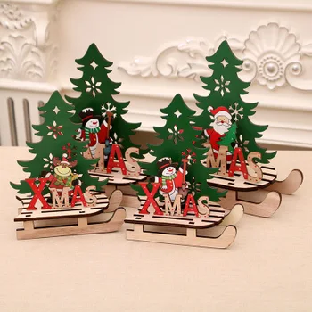 1PC juletræ Figur Træ-Vedhæng DIY Santa Claus/Snemand Xmas Tree Hjort Smykker julefrokost Dekoration Børn Gave