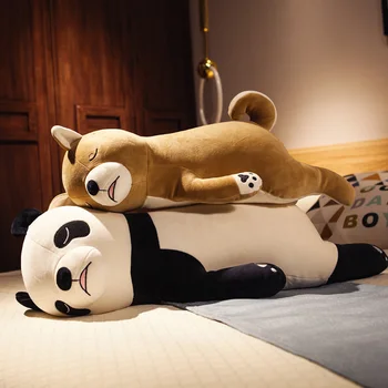 55/70cm bløde tegnefilm panda shiba dog kaste pude lang pude kvinde gravid pude, seng, pude, ryg pude