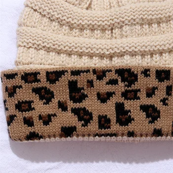 Vinteren Leopard Flanger Strik Hat Hæklet Varm Hat Unisex Hat Udendørs Uld Hat af Høj Kvalitet, Vindtæt Og Kold-bevis Hat