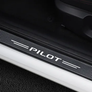 4STK Cover Sticker Til Honda Pilot Carbon Fiber Decals Paster Anti Ridse Dække Bil Dørtrin Klistermærker Auto dørtærskel