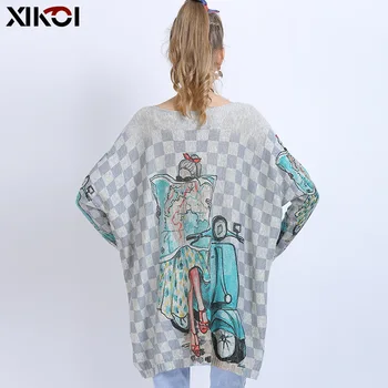 XIKOI Vinter Lang Pullover Kjoler Fashion Girl Print Jumper Casual Strikkede Trøjer Uld Oversize Trøje Til Kvinder 2020