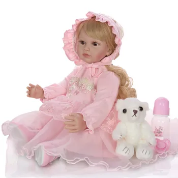 60CM realistisk genfødt lille barn pige barn silikone vinyl dukker fyldte kroppen bebes genfødt menina børn gave prinsesse dukke i live
