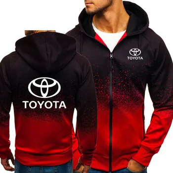 Mænd Fashion Bomuld Jakke TOYOTA Logo-Hættetrøjer Harajuku Pullover Lynlås Pels 3d Gradient Toyota Sweatshirts Overtøj