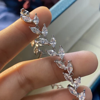 Trendy 925 Sterling Sølv Skabt Olive Leaf Elegant Armbånd Til Kvinder, Med Højt Kulstofindhold Diamant Gave Fine Smykker Gave