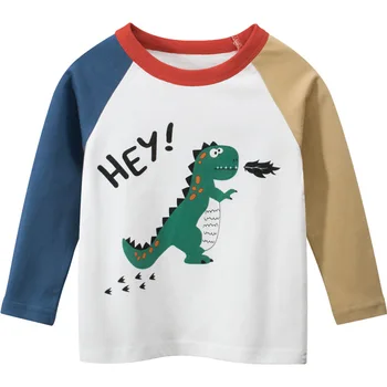 Drenge T-Shirt Bil Og Dinosaur Print langærmet Baby pige T-Shirts Bomuld Børns T-Shirt med O-Neck Tee Toppe