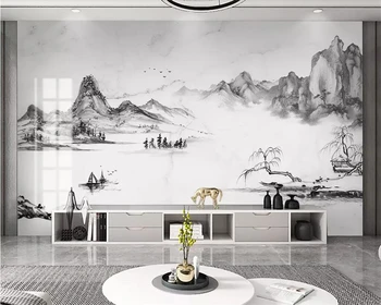 Beibehang Brugerdefineret baggrund nyt Kinesisk blæk landskab marmor Kinesisk stil stue soveværelse sofa baggrund væggen 3d tapet