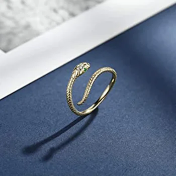 Luksus Guld Slange Ring for Kvinder Parti Smykker Zircon Dyr Serpentine 18K Guld Plade Finger Ringe Gotiske Æstetiske Tilbehør