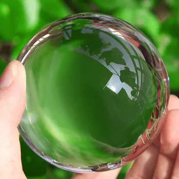 8/10 cm Klart Fotografering krystalkugle 80 mm Glas Kugler Kugler Feng shui Home Decor Sfære Magiske Verden Kontor Presse-papier