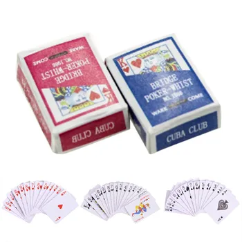 Søde Miniature Spil Poker Mini Dukkehus Spillekort Miniature 1:12 Til Dukker Tilbehør
