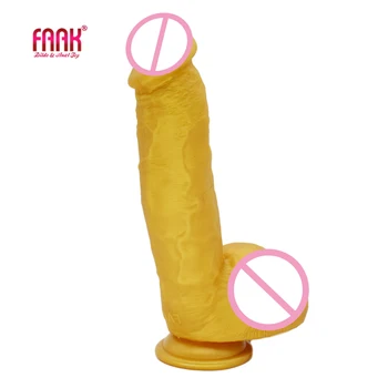 FAAK massive realistisk dildo silikone golden penis med sugekop klare skibet skeden stimulere kvindelige masturbator anal plug