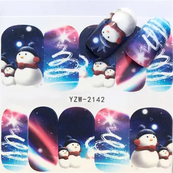 1 Ark Skydere Søm Wrap Jul 3D Stickers Nail Art Dekorationer Santa Overførsel Decals Tilbehør Tip Manicure Værktøj