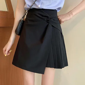 Harajuku Kvinder Sort Uregelmæssig Nederdel Chic Mode 90'erne, Høj Talje Kvindelige Casual Streetwear Plisseret Kort Nederdel koreansk Stil
