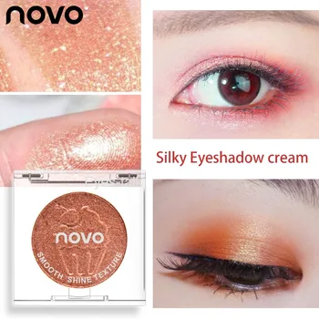 NOVO 15 Farver Single Eyeshadow Creme Vandtæt Langvarig Pigmenter Metallisk glans Guld Farve Glitre øjenskygge BN070