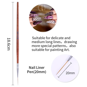 FØDT SMUKKE Negle Børste Nail Art Liner For UV Gel Udvidelse Blomst Tegning, Maleri Kunst Pen Manicure Nail Art Værktøj DIY Design