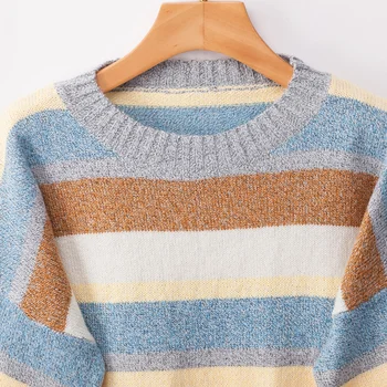 2019 Efterår/vinter Sweater Stripe Mønster, Løs Type Tyk Strik Trøjer Runde Krave Lange Ærmer Størrelse S Til XL Tøj