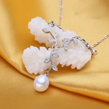 FENASY Trendy Naturlige Perle Smykker Sæt 925 Sterling Sølv Dråbe Øreringe Til Kvinder Boheme Blomst Vedhæng Med Kæde