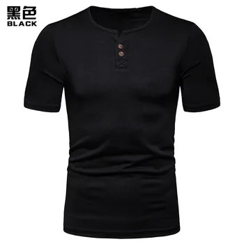 Henley-Shirt Mænd 2020 Sommer Mode V Hals kortærmet t-Shirt til Mænd Casual Design Herre T-shirts Toppe