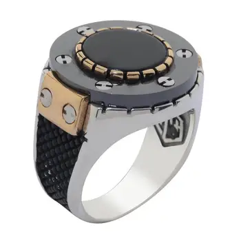 Ånden i Tid 925 Sterling Sølv Mænds Ring med Sort Onyx Sten Mode tyrkisk Premium Kvalitet Håndlavet Jawelery