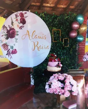 Runde Panel cirkel baggrund Bridal shower bryllup flower party event indretning slik dessert bordet banner vinyl stof polyester