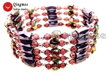 Qingmos Trendy Vare, Armbånd til Kvinder, med 6mm Runde Guld Cloisonne Armbånd & Sorte Magnetiske Hematite Halskæde Smykker