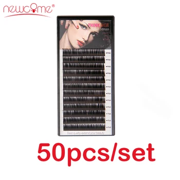 NEWCOME 50Trays/set,3D koreanske Eyelash Extension Naturlig Sort Falske Falske Øjenvipper Curl C/D Vipper for Professionel Makeup